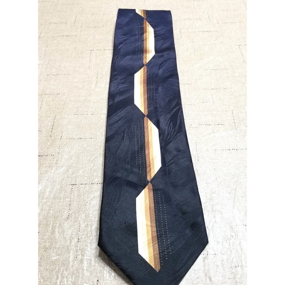 Knightsbridge Men's Neck Tie Black Brown W 3 .75" L 58" Geometric pattern Silk